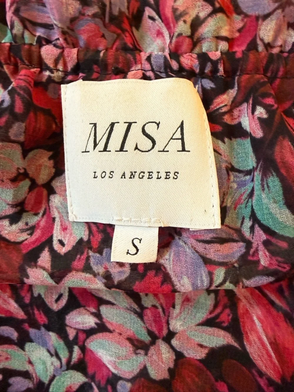 MISA Los Angeles Xirena Floral Ruffle Maxi Dress Purple Pink Size Small - Picture 7 of 10